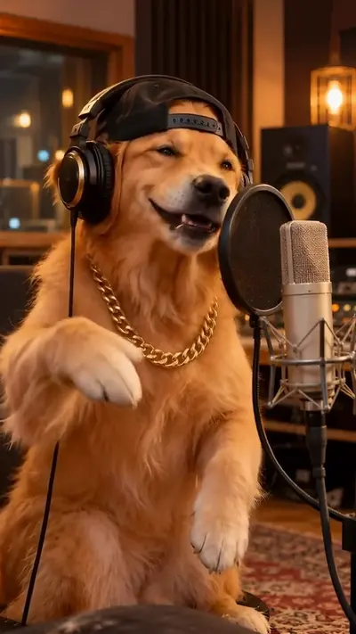 Biscuit the dog rapping his hook, frame 3